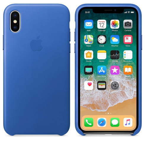 Apple Leather Case для iPhone X синий аргон фото 3