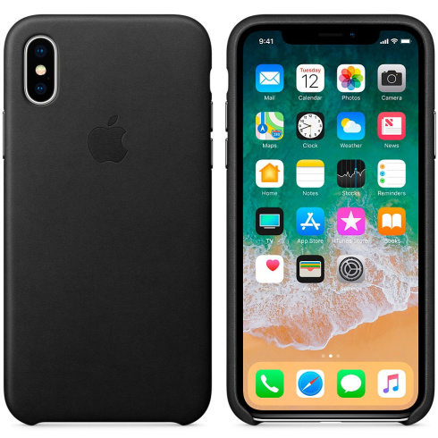 Apple Leather Case для iPhone X черный фото 3