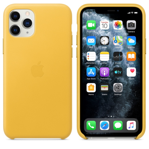 Apple Leather Case для iPhone 11 Pro лимонный сироп фото 3