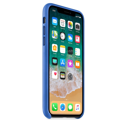 Apple Leather Case для iPhone X синий аргон фото 2