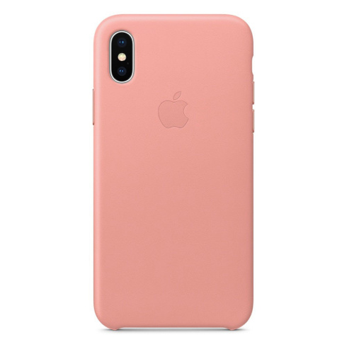 Apple Leather Case для iPhone X бледно‑розовый фото 1