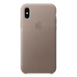 Apple Leather Case для iPhone X платиново-серый фото 1