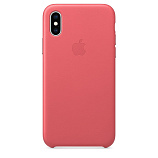 Apple Leather Case для iPhone XS розовый пион