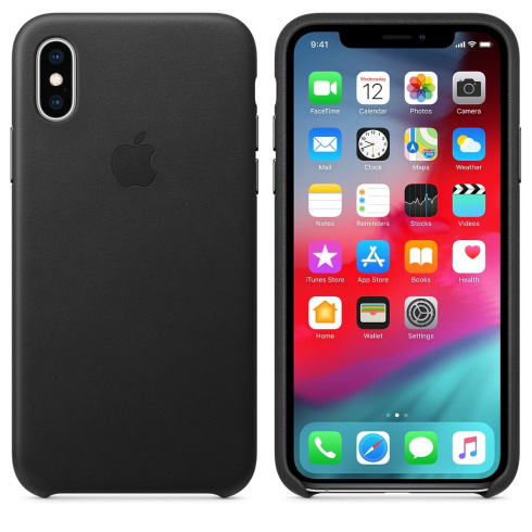 Apple Leather Case для iPhone XS черный фото 3