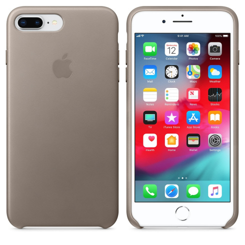 Apple Leather Case для iPhone 8 Plus / 7 Plus платиново-серый фото 3