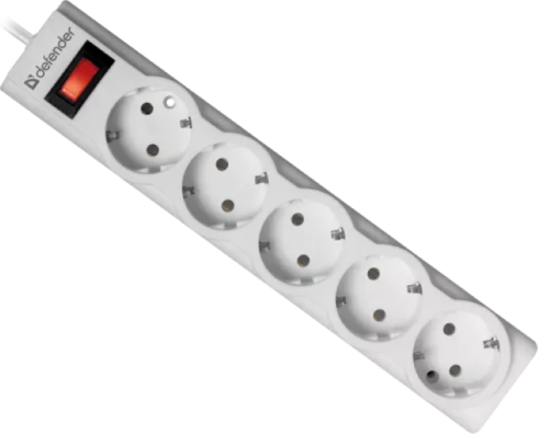 Defender PowerS 18 1,8 м, 5 розеток, белый фото 1