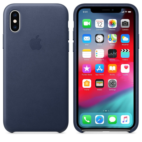 Apple Leather Case для iPhone XS темно-синий фото 3