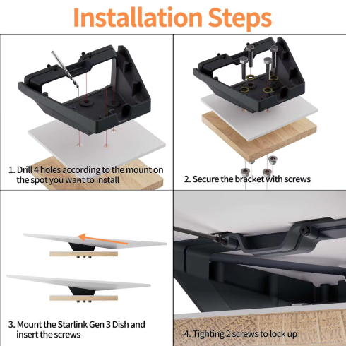 Starlink V4 Mount Mobility комплект для крепления Starlink v4 на на крышу автомобиля, автодом, прицеп, яхта фото 5