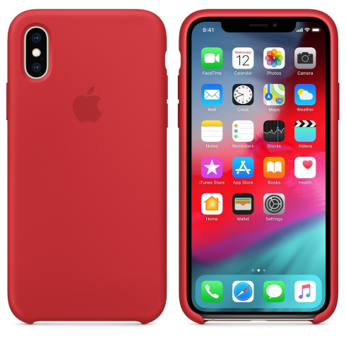 Apple Silicone Case для iPhone XS красный фото 3