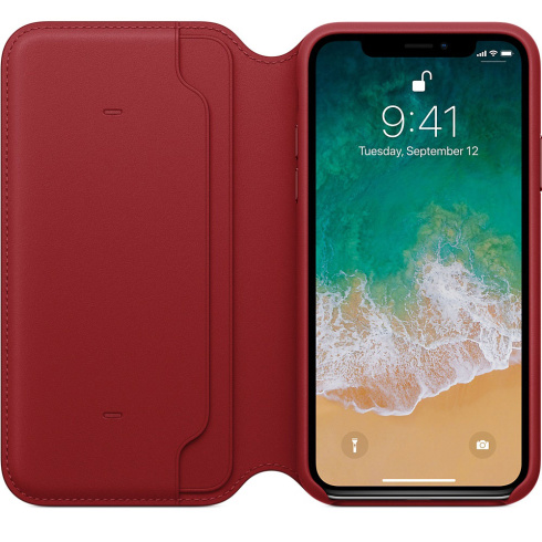 Apple Leather Folio для iPhone X красный фото 2