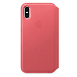 Apple Leather Folio для iPhone XS розовый пион