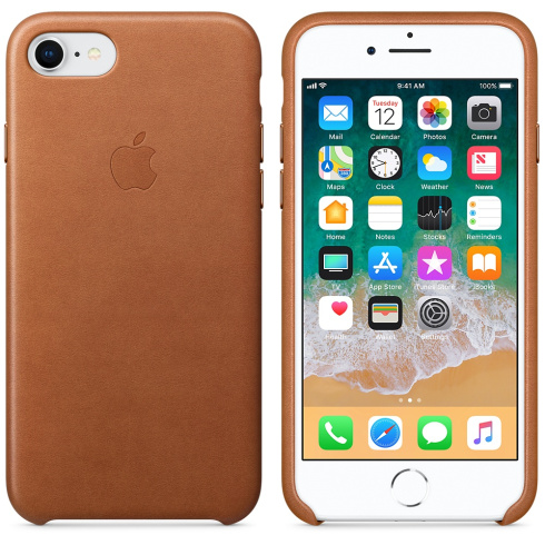 Apple Leather Case для iPhone 8 / 7 золотисто-коричневый фото 3