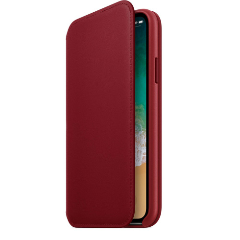 Apple Leather Folio для iPhone X красный фото 3