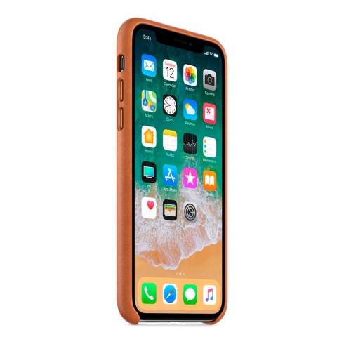 Apple Leather Case для iPhone X золотисто-коричневый фото 2