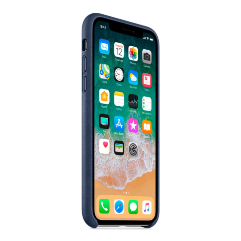 Apple Leather Case для iPhone X темно-синий фото 2