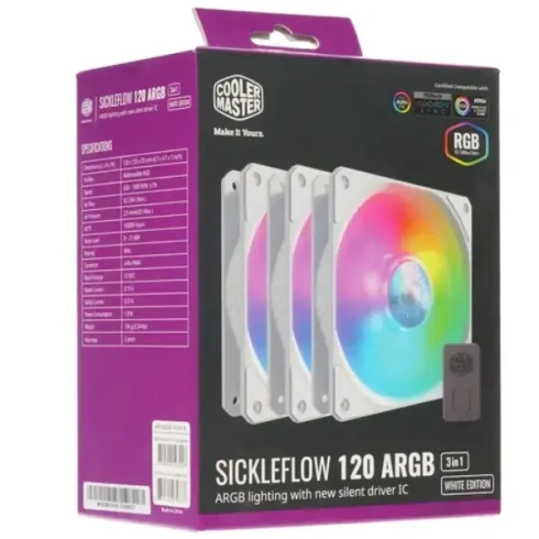 Cooler Master SickleFlow 120 ARGB White Edition 3in1 фото 6