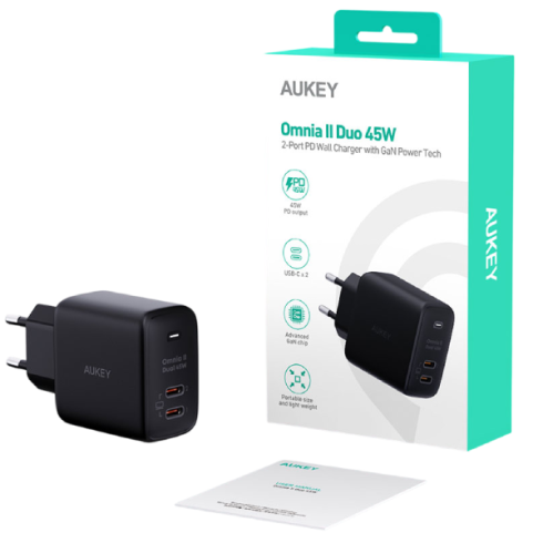 питания Aukey Omnia II 45W PA-B4T USB 2*Type-C фото 2