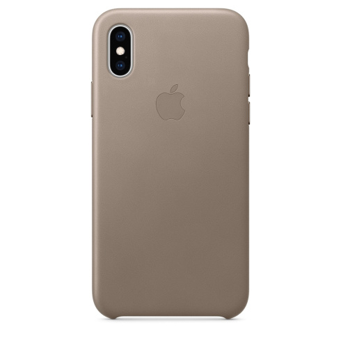 Apple Leather Case для iPhone XS платиново-серый фото 1