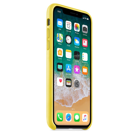 Apple Leather Case для iPhone X желтый бутон фото 2
