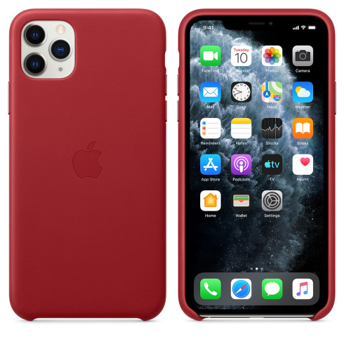 Apple Leather Case для iPhone 11 Pro Max красный фото 3