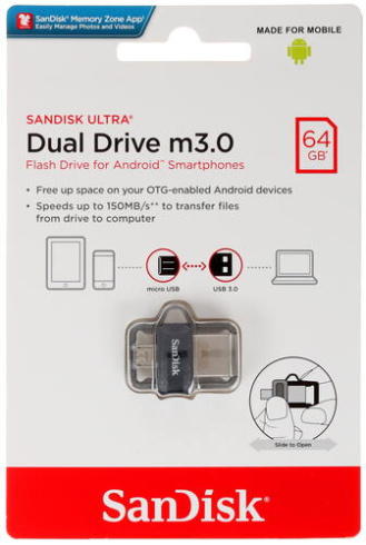 SanDisk Ultra Dual Drive 64GB черный фото 3
