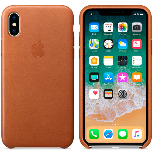 Apple Leather Case для iPhone X золотисто-коричневый фото 3