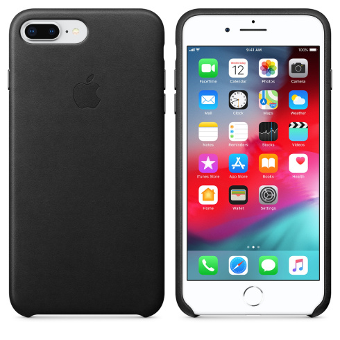 Apple Leather Case для iPhone 8 Plus / 7 Plus черный фото 3