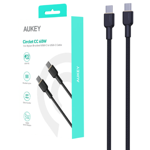 Aukey USB TypeC (M) черный 60Вт 1 метр (CB-NCC1) фото 2
