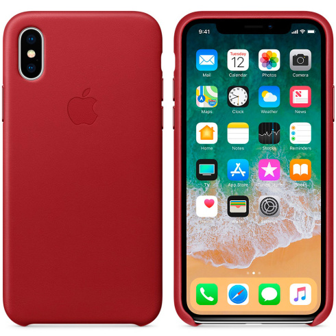 Apple Leather Case для iPhone X красный фото 3