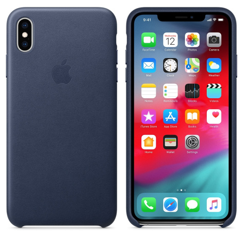 Apple Leather Case для iPhone XS Max темно-синий фото 1
