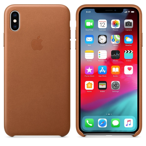 Apple Leather Case для iPhone XS Max золотисто-коричневый фото 2