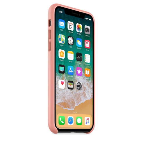 Apple Leather Case для iPhone X бледно‑розовый фото 2