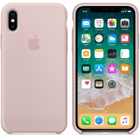 Apple Silicone Case для iPhone X розовый песок фото 3