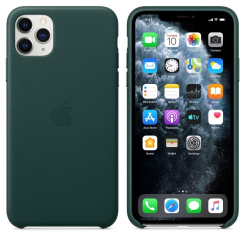 Apple Leather Case для iPhone 11 Pro Max зеленый лес фото 3