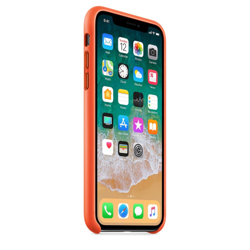 Apple Leather Case для iPhone X ярко-оранжевый фото 2