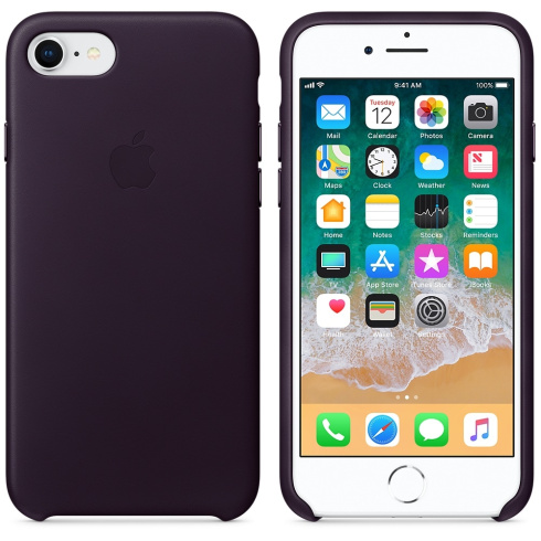 Apple Leather Case для iPhone 8 / 7 темный баклажан фото 3