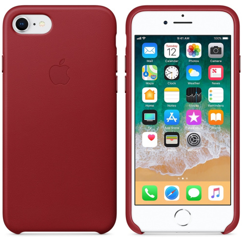 Apple Leather Case для iPhone 8 / 7 красный фото 3
