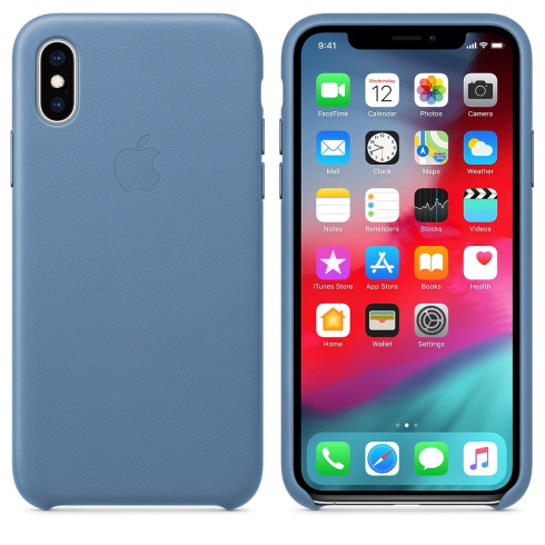 Apple Leather Case для iPhone XS синие сумерки фото 3