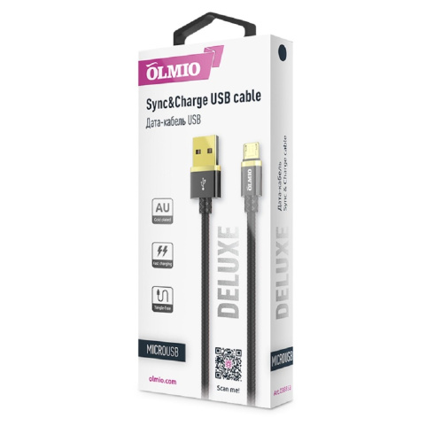 Olmio Deluxe USB 2.0 - microUSB черный фото 2
