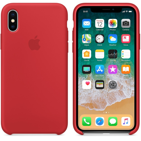 Apple Silicone Case для iPhone X красный фото 3