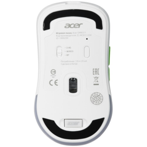 Acer OMR311 белый оптич. 2400dpi беспров. BT/Radio USB 7but (ZL.MCECC.034) фото 4